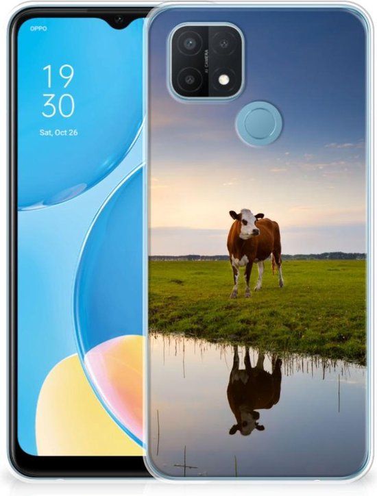 B2Ctelecom OPPO A15 Hoesje - Back Cover - TPU - Koeienprint