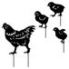 Set de 4 poules décoratives en métal pour le jardin