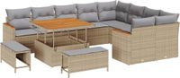 vidaXL Tuinbank Set 12-delig Beige Polyrattan