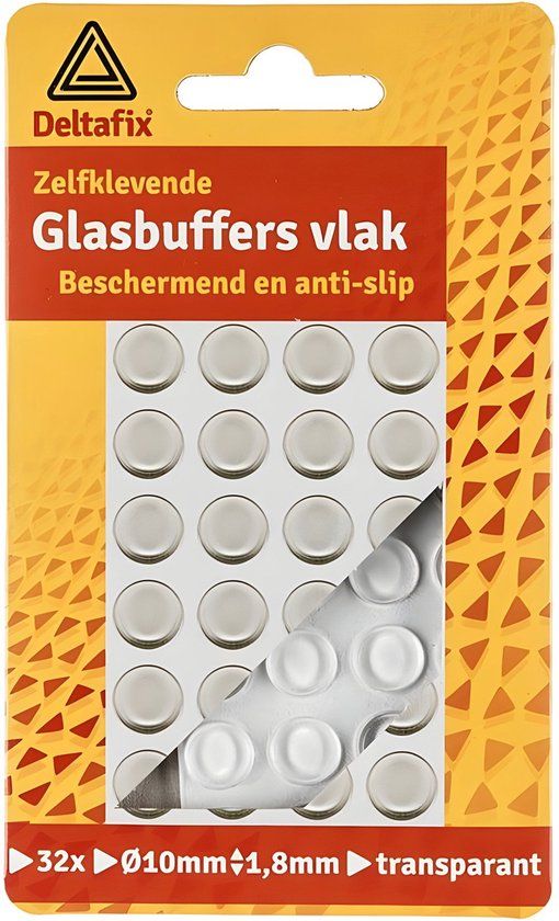 Deltafix Zelfklevende Glasbuffers vlak 32 stuks 10mmx1,8mm transparant