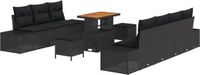 vidaXL Tuinbank Set 10-delig Zwart Polyrattan