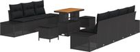 vidaXL Tuinbank Set 10-delig Zwart Polyrattan