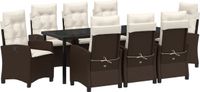 vidaXL - Tuin - Eettafel - Set - 9 - st - Bruin - poly - rattan