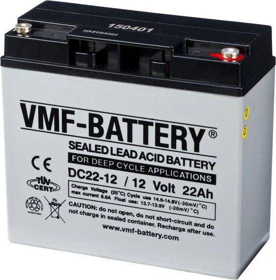 VMF DC22-12 AGM Deep Cycle Battery (12V, 22 Ah, M5 Terminal)