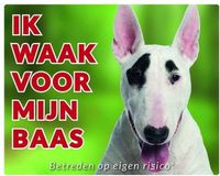 Stickerkoning Bull Terrier panneau de garde - Je garde pour mon maître