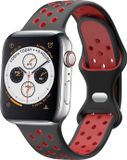 Strap-it Classic Sportbandje - Geschikt voor Apple Watch bandje - Series 1/2/3/4/5/6/7/8/9/10/11/SE/SE2/SE3 - Zwart/Rood - Siliconen bandje sport - Sport Loop iWatch bandje maat: 38 / 40 / 41 / 42mm