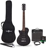 Gear4music 3/4 New Jersey Linkshandige Elektrische Gitaar Zwart, 10W Gitaarversterker & Accessoirepakket