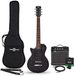 Gear4music 3/4 New Jersey Linkshandige Elektrische Gitaar Zwart, 10W Gitaarversterker & Accessoirepakket