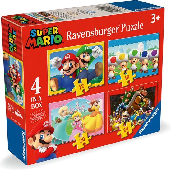 Ravensburger Super Mario 4 in a Box Puzzel 4x49 Stukjes
