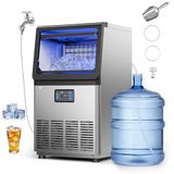 VEVOR Machine à glaçons commerciale 41 kg/24 h Capacité de stockage 3-6 kg, pour restaurant bar café bureau maison, appareil à glace cube en acier inoxydable, affichage LED, fonction autonettoyante