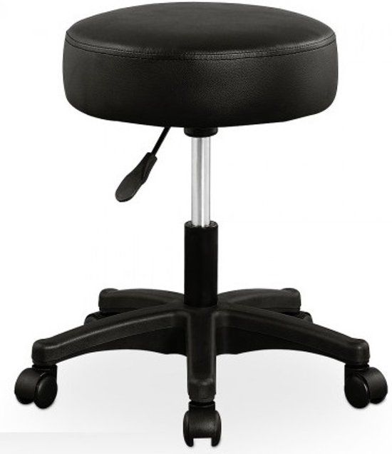 Monzana Bureaustoel - draaistoel - kruk - zwart - leer