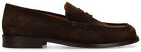 Manfield - Heren - Donkerbruine suède loafers - Maat 42