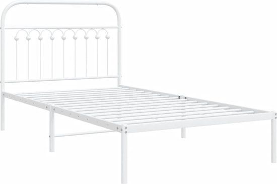 vidaXL Bedframe met hoofdbord Metaal Wit 100x190 cm