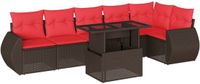 vidaXL 7-delige dining loungeset met kussens bruin polyrotan
