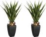 Atmosphera 2x stuks Agave Rect kunstplanten in pot van cement 73 cm