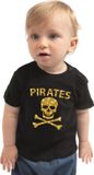 Bellatio Decorations Shoppartners Bv Piraten t-shirt / verkleed shirt goud glitter zwart voor peuter - unisex - jongens / meisjes - piraten kostuum / verkleedkleding 98