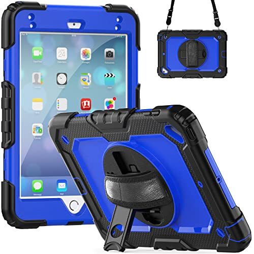 Q-HL Pad Mini 4/5 Case, robuuste, schokbestendige beschermhoes met penhouder, draaibare standaard, polsriem, beschermhoes voor iPad Mini 4/5