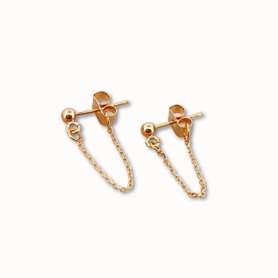 ByNouck Jewelry Basic Oorsteker Set Gold Plated Brass Earrings for Women - 14k Gold - 40mm