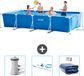 Intex Rechthoekig Frame Zwembad - 450 x 220 x 84 cm - Blauw - Familiebad - Inclusief Filterpomp, Schoonmaakset & Solarzeil