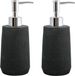 MSV Zeeppompje/dispenser - 2x - Squares - kunststeen - zwart - 7 x 18 cm - 275 ml