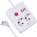 Maclean MCE387 W - Stekkerdoos - verlengkabel 1.5m - 2 stopcontacten + 3xUSB - wit
