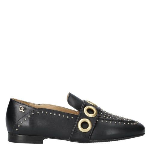 Babouche MG-Shelly-1 leren loafers met studs - zwart
