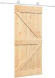 vidaXL Schuifdeur, 90 x 210 cm, massief grenenhout, naturel en wit