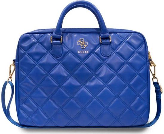 GUESS Quilted 4G Metal Logo Laptop Tas - Blauw