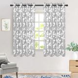 Merkloos Transparante Voile Gordijnen 140x160 cm met Bladerenprint - Set van 2 Stuks