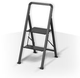MSV Opvouwbare trap - Opstapkruk 2 treden - tot 150kg Belastbaar - Antislip - GS gecertificeerd - Staal - 47.5x42.5x85cm - Zwart