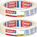 Tesa Afplaktape - 8x rol - wit - 19 mm x 25 m - schilderstape - maskeertape