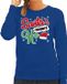Bellatio Decorations Foute Kersttrui - sweater - Santa his favorite Ho - blauw - voor dames - kerstkleding / kerst outfit XS