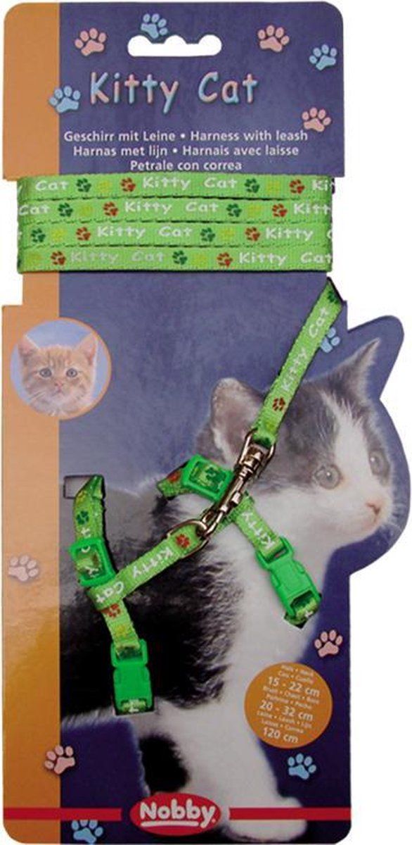 Nobby Kitty Cat Tuig en Lijn Set - Groen