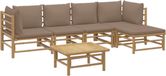 vidaXL Loungeset 6-delig avec coussins bambou taupe