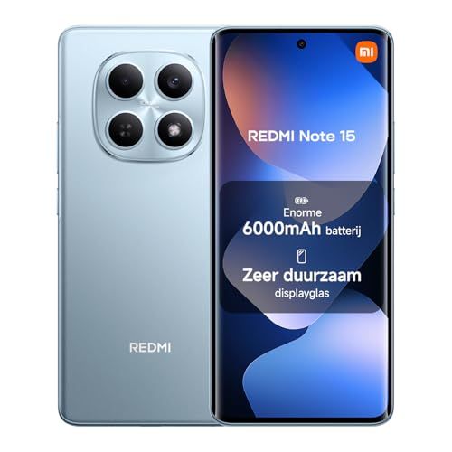 Xiaomi Redmi Note 15, Smartphone 8+256 GB, 6000 mAh-batterij, IP64, 108 MP camera, 6,77-inch FHD+ display, Glacier Blue