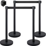 VEVOR Barrières voor Menigtecontrole 90 cm Zwart Staal 4-Delige Set