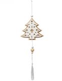 JJA - Houten Hangdecoratie Witte Kerstboom 35 cm Scandinavische Stijl