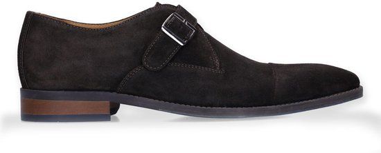 Manfield Heren Bruine suède gespschoenen Maat 43