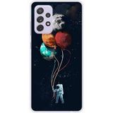 Cosmonaute aux ballons Bedrukt siliconen hoesje compatibel met Samsung Galaxy A72 5G