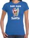 Bellatio Decorations Surf dude Santa fun Kerstshirt / Kerst t-shirt blauw voor dames - Kerstkleding / Christmas outfit L
