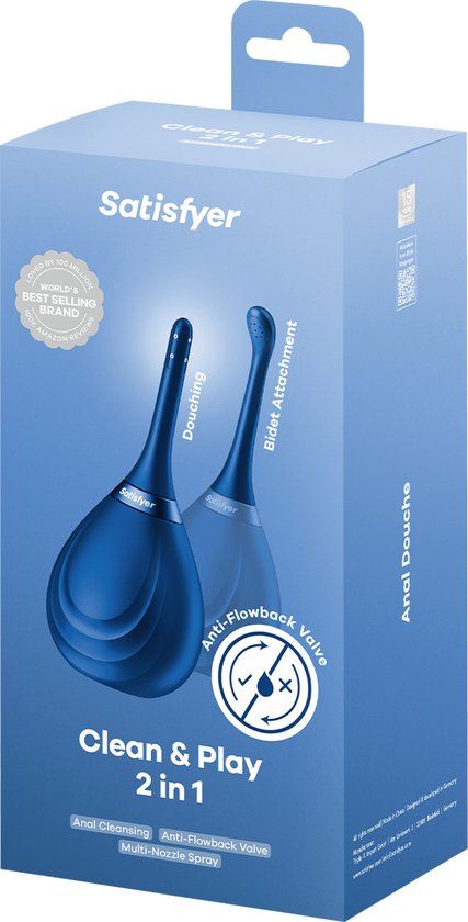 Satisfyer Clean & Play 2-in-1 anaaldouche 180 ml | donkerblauw