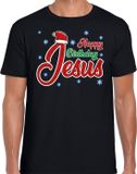 Bellatio Decorations Shoppartners Bv Fout Kerst shirt / t-shirt - Happy birthday Jesus / Jezus - zwart - heren - kerstkleding / kerst outfit L