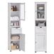 VASAGLE badkamerkast, hoge kast, open vak, glazen deur, smal | Badkamermeubel met poten, in hoogte verstelbare planken, ruimtebesparend, Esdoorn Wit, SOFIE Collectie BBK163T44