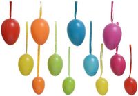 Decoris Paaseieren - 12 stuks - multicolor - kunststof