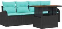 vidaXL Tuinbank Set Zwart Polyrattan