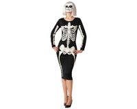 Atosa Skeletkostuum voor volwassenen, voor dames, licht op in het donker, kostuums voor Halloween, carnaval, themafeesten, inclusief lange jurk, comfortabel, grappig en origineel, XXL