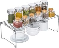 Sans marque Organiseur de cuisine, Organiseur de meuble de cuisine, Étagère pour meuble de cuisine, Étagère à épices, Système d'organisation coulissant, Insert de meuble de cuisine (Amélioration coulissante Argent)