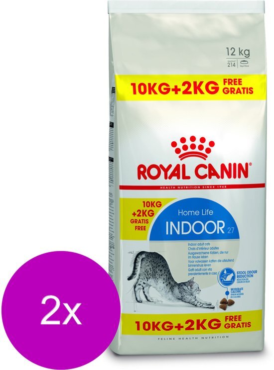 Royal Canin Fhn Indoor 27 - Kattenvoer - 2 x 10+2 kg Bonusbag