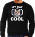 Bellatio Decorations Bruine kat Trui / Sweater My Cat Is Serious Cool Zwart - Heren - Katten / Poezen Liefhebber Cadeau S