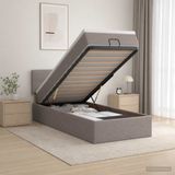 vidaXL Ottoman bed met matras met hoofdeinde Taupe 90 x 200 cm Stof